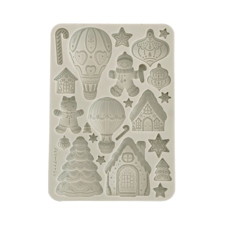 Καλούπι σιλικόνης Stamperia Candy Christmas Gingerbreads για πάστες μοντελισμού, σκόνη πορσελάνης, ρητίνη, Wax Melts και DIY χειροτεχνίες.