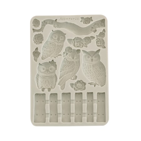 Καλούπι σιλικόνης Stamperia The Owl's House Owls and Branch για πάστες μοντελισμού, σκόνη πορσελάνης, ρητίνη, Wax Melts και DIY χειροτεχνίες.