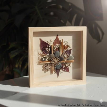 Ξύλινη κορνίζα με τζάμι 25x25x4cm για τρισδιάστατες χειροτεχνίες, shadow box και mixed media.