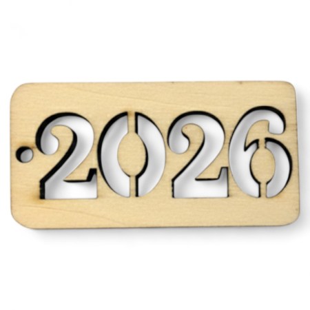 Διακοσμητικό ξύλινο ταμπελάκι 2026 σετ 10 τεμαχίων σε φυσικό χρώμα για χειροτεχνίες και scrapbooking.