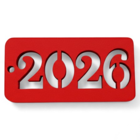 Διακοσμητικό ξύλινο ταμπελάκι 2026 σετ 10 τεμαχίων σε κόκκινο χρώμα για χειροτεχνίες και scrapbooking.