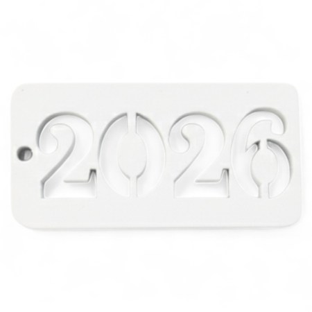 Διακοσμητικό ξύλινο ταμπελάκι 2026 σετ 10 τεμαχίων σε λευκό χρώμα για χειροτεχνίες και scrapbooking.