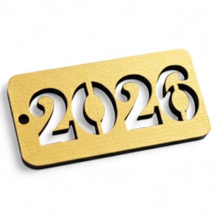 Διακοσμητικό ξύλινο ταμπελάκι 2026 σετ 10 τεμαχίων σε χρυσό χρώμα για χειροτεχνίες και scrapbooking.