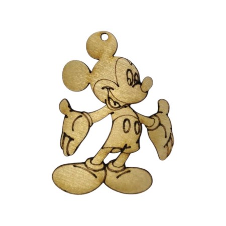  Ξύλινο διακοσμητικό Mickey 70x68x3mm για decoupage, mixed media και DIY χειροτεχνίες.