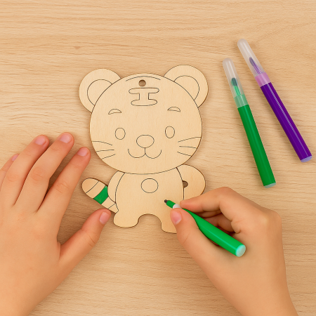 Ξύλινο Σετ με 2 Γατάκια & 3 Μαρκαδόρους για Παιδιά | Xeirokamoto