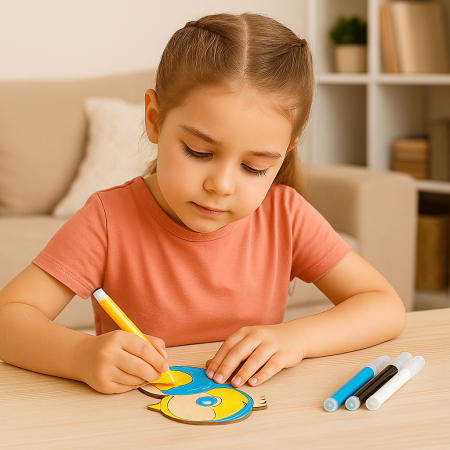 Ξύλινο Σετ με 2 Πουλάκια & 3 Μαρκαδόρους 10x8.5cm | Xeirokamoto