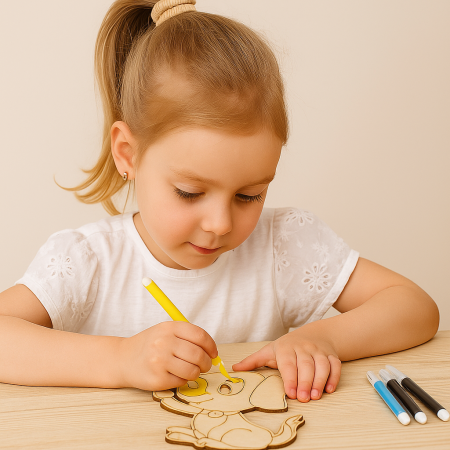 Ξύλινο Σετ με 2 Σκυλάκια & 3 Μαρκαδόρους για Παιδιά | Xeirokamoto