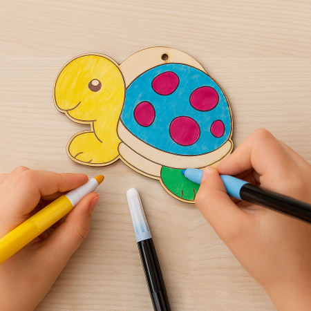 Ξύλινο Σετ με 2 Χελωνάκια & 3 Μαρκαδόρους για Παιδιά | Xeirokamoto