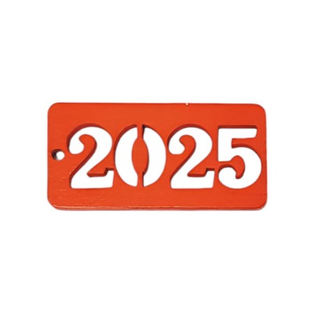 Διακοσμητικά Ξύλινα 2025 ταμπελάκια σε σετ 10 τεμαχίων 4x2cm Κόκκινο Χρώμα