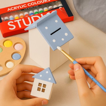 Ξύλινος Κουμπαράς Σπιτάκι 8.5x6x13 για Μπομπονιέρες & DIY | Xeirokamoto