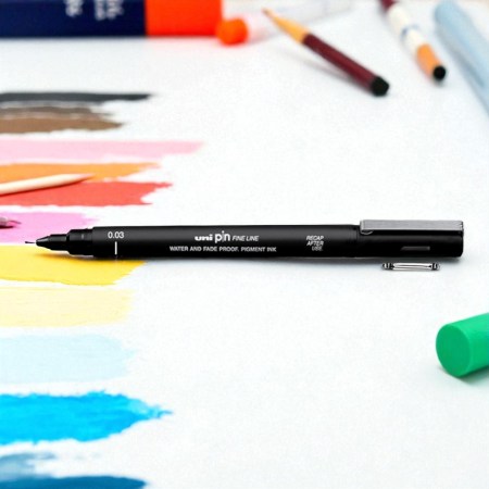 Ανεξίτηλος μαρκαδόρος Pin 0.03mm μαύρο για λεπτή γραφή, σκίτσο και τεχνικό σχέδιο.