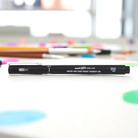 Ανεξίτηλος μαρκαδόρος Pin 0.1mm μαύρο για λεπτή γραφή, σκίτσο και τεχνικό σχέδιο.