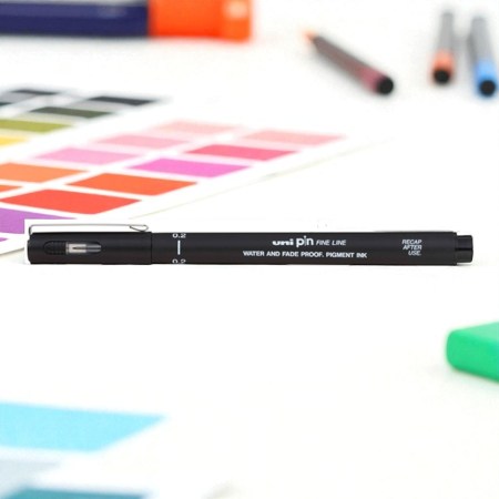 Ανεξίτηλος μαρκαδόρος Pin 0.2mm μαύρο για λεπτή γραφή, σκίτσο και τεχνικό σχέδιο.