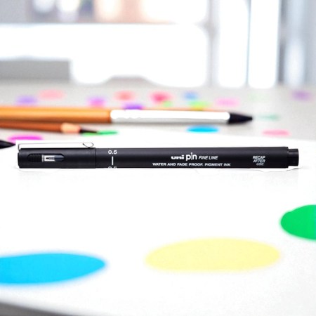 Ανεξίτηλος μαρκαδόρος Pin 0.5mm μαύρο για λεπτή γραφή, σκίτσο και τεχνικό σχέδιο.