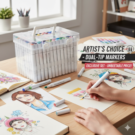 Μαρκαδόροι σε βαλιτσάκι διπλής γραφής Oil Based 48 χρωμάτων για εικονογράφηση, σκίτσο και DIY projects.