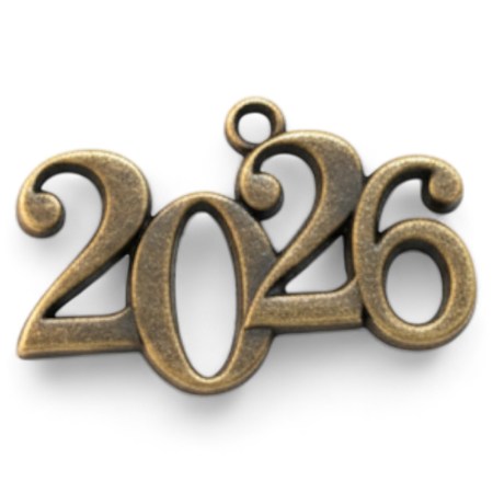 Διακοσμητικό μεταλλικό 2026 μικρό σετ 8 τεμαχίων σε Anti-brass χρώμα για χειροτεχνίες και scrapbooking.