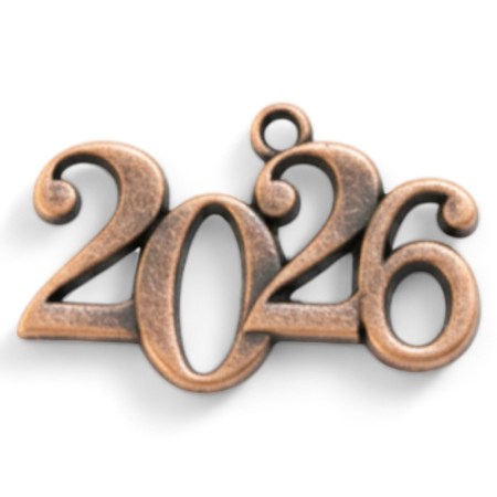 Διακοσμητικό μεταλλικό 2026 μικρό σετ 8 τεμαχίων σε Anti-copper χρώμα για χειροτεχνίες και scrapbooking.