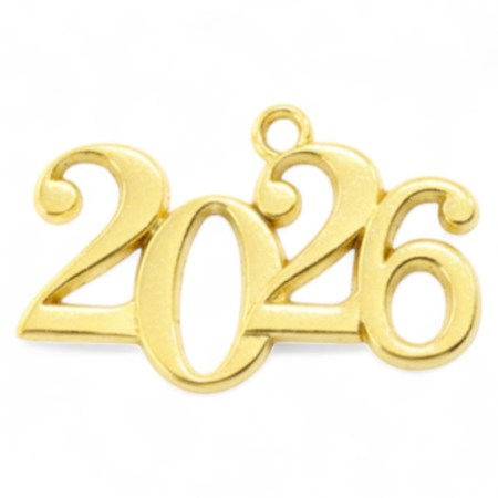 Διακοσμητικό μεταλλικό 2026 μικρό σετ 8 τεμαχίων σε χρυσό χρώμα για χειροτεχνίες και scrapbooking.