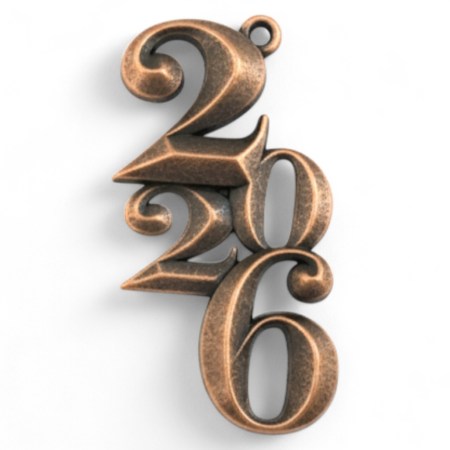 Μεταλλικό διακοσμητικό 2026 3D σετ 4 τεμαχίων σε Anti-Copper χρώμα για χειροτεχνίες και scrapbooking.