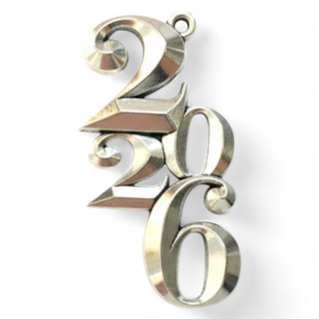 Μεταλλικό διακοσμητικό 2026 3D σετ 4 τεμαχίων σε ασημί χρώμα για χειροτεχνίες και scrapbooking.