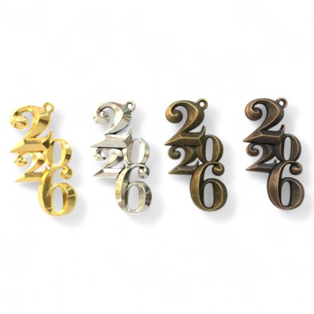 Μεταλλικό διακοσμητικό 2026 3D σετ 4 τεμαχίων σε ασημί χρώμα για χειροτεχνίες και scrapbooking.