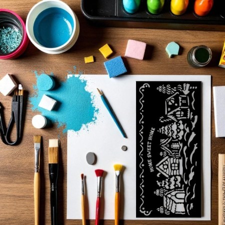 Mix Media Stencil Stamperia Candy Christmas Village 25x12cm για πάστες, mixed media, decoupage και χριστουγεννιάτικες χειροτεχνίες.