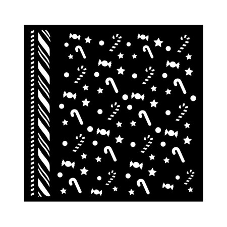 Mix Media Stencil Stamperia Candy Christmas Candycanes Pattern 18x18cm για πάστες, mixed media, decoupage και χριστουγεννιάτικες χειροτεχνίες.