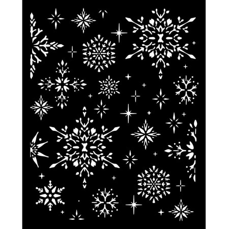 Thick Mixed Media Stencil Stamperia The Owl's House Snowflakes 25x20cm για πάστες μοντελισμού, decoupage και mixed media.