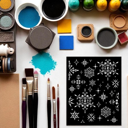 Thick Mixed Media Stencil Stamperia The Owl's House Snowflakes 25x20cm για πάστες μοντελισμού, decoupage και mixed media.