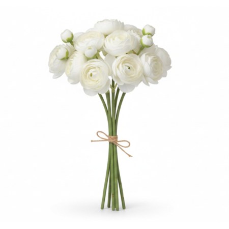 Μπουκέτο με μίνι νεραγκούλες σε λευκό χρώμα 12cm για vintage διακόσμηση και DIY χειροτεχνίες.