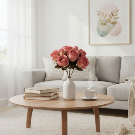 Μπουκέτο με 10 τεχνητά τριαντάφυλλα σε χρώμα σάπιο μήλο για vintage διακόσμηση και DIY χειροτεχνίες.