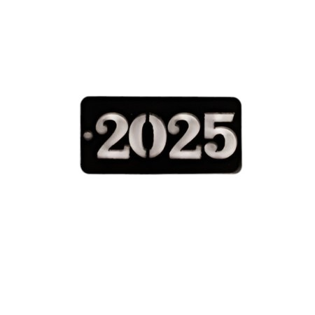 Διακοσμητικά Plexi Glass 2025 ταμπελάκια σε σετ 6 τεμαχίων 4x2cm Μαύρο Χρώμα