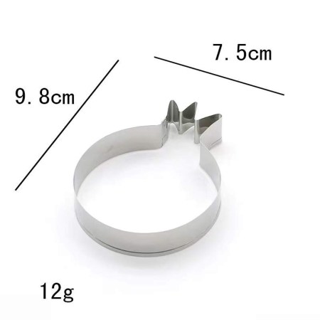 Μεταλλικό κουπάτ σε σχήμα ροδιού με διαστάσεις 9.8 x 7.5 εκατοστά σε λευκό φόντο.