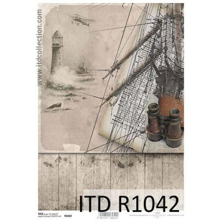 Ριζόχαρτο με Φάρο και ξύλο 29.7x21cm ITD