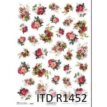 Ριζόχαρτο ITD μικρά λουλούδια κόκκινα 21x29.7cm