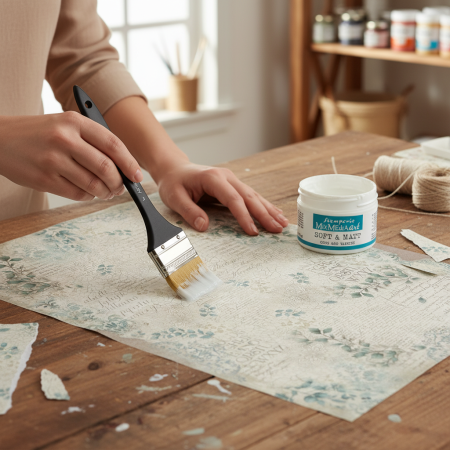 Ριζόχαρτο decoupage Stamperia Art stories με vintage σχέδιο φύλλων, καλλιγραφίας και μοτίβων σε κρεμ φόντο.