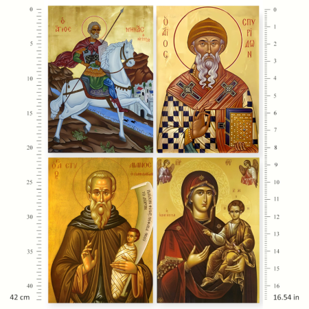 Ριζόχαρτο Decoupage A3 – Άγιοι Μηνάς, Στυλιανός, Σπυρίδων & Παναγία