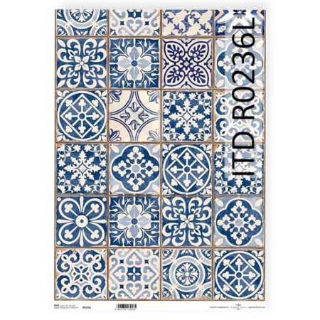 Ριζόχαρτο ITD R0236L A3 – Μπλε Πλακάκια για Decoupage | Xeirokamoto
