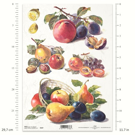 Ριζόχαρτο Decoupage A4 – Καλάθι & Φρούτα σε Ρεαλιστική Απεικόνιση ITD