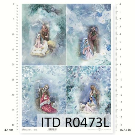 Ριζόχαρτο A3 – Αγία Οικογένεια με Γαλάζιο Φόντο για Decoupage | ITD | Xeirokamoto