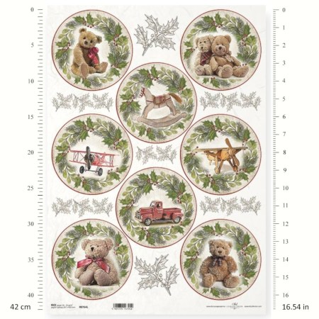 Ριζόχαρτο A3 – Αρκουδάκια & Παιχνίδια σε Χριστουγεννιάτικες Σφαίρες | ITD | Xeirokamoto