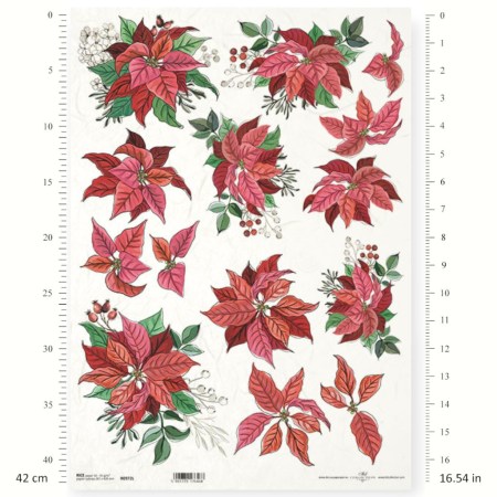 Ριζόχαρτο A3 – Χριστουγεννιάτικα Αλεξανδρινά & Φύλλα για Decoupage | ITD | Xeirokamoto