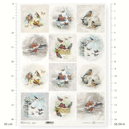 Ριζόχαρτο A3 – Χειμωνιάτικα Vintage Πουλάκια για Decoupage | ITD | Xeirokamoto