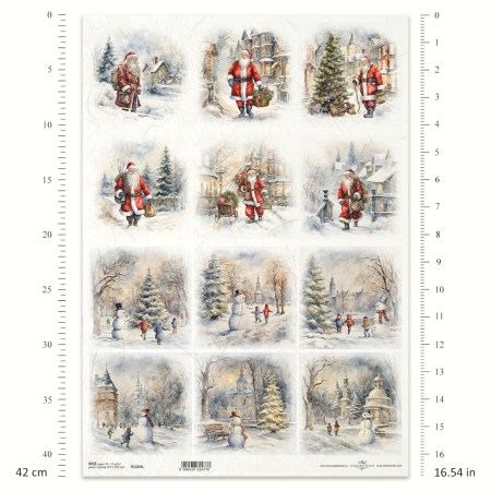 Ριζόχαρτο A3 Χριστουγεννιάτικες Σκηνές με Άγιο Βασίλη & Χιονάνθρωπους | ITD