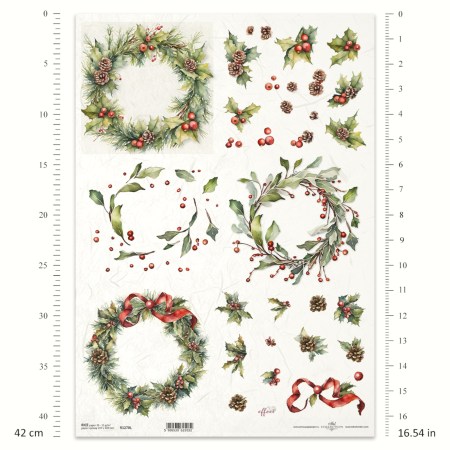 Ριζόχαρτο A3 Χριστουγεννιάτικα Στεφάνια & Φύλλα Γκι | ITD