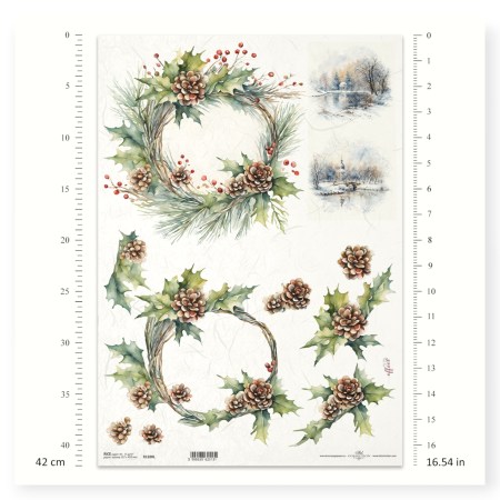 Ριζόχαρτο A3 με Γκι & Τοπία Χιονιού | ITD Collection