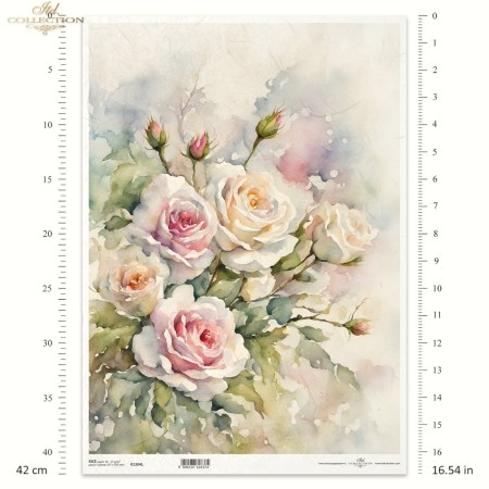 Ριζόχαρτο A3 με Ροζ & Εκρού Τριαντάφυλλα – ITD Collection