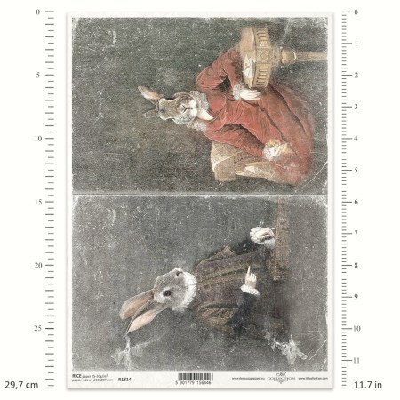 Ριζόχαρτο A4 Decoupage – Αναγεννησιακοί Λαγοί Πορτρέτο ITD R1814
