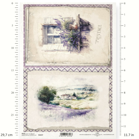 Ριζόχαρτο A4 Provence – Παράθυρο και Λεβάντα ITD R2237 για Decoupage