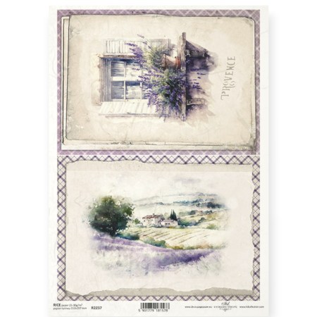 Ριζόχαρτο A4 Provence – Παράθυρο και Λεβάντα ITD R2237 για Decoupage